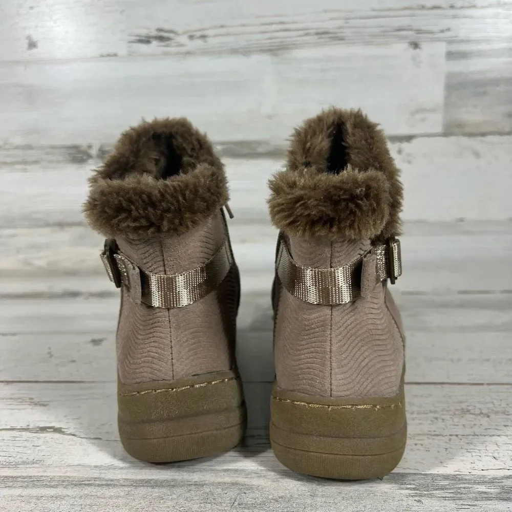 BareTraps Women's Avita Cold Weather Ankle Booties‎ Faux Fur Line Brown 6M